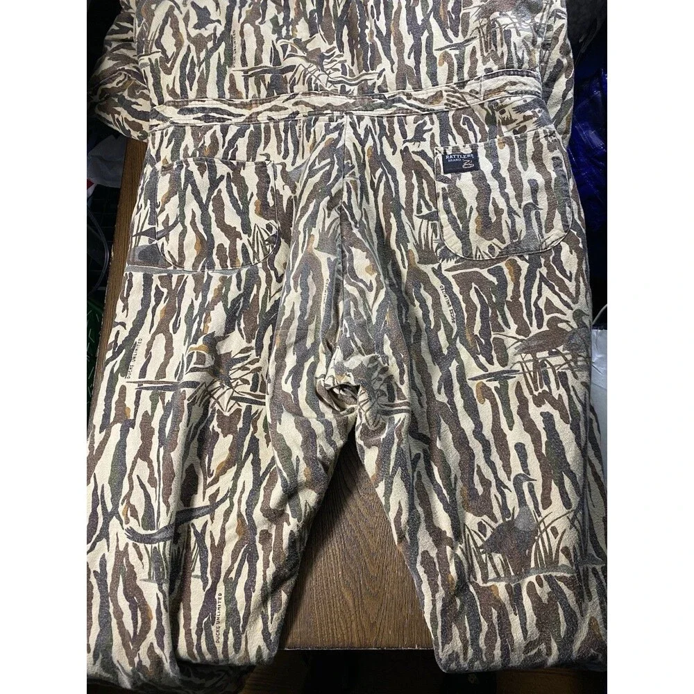 Vtg 90s Rattlers Brand Camo Coveralls Insulated Hunting Suit 3XL Long USA Made